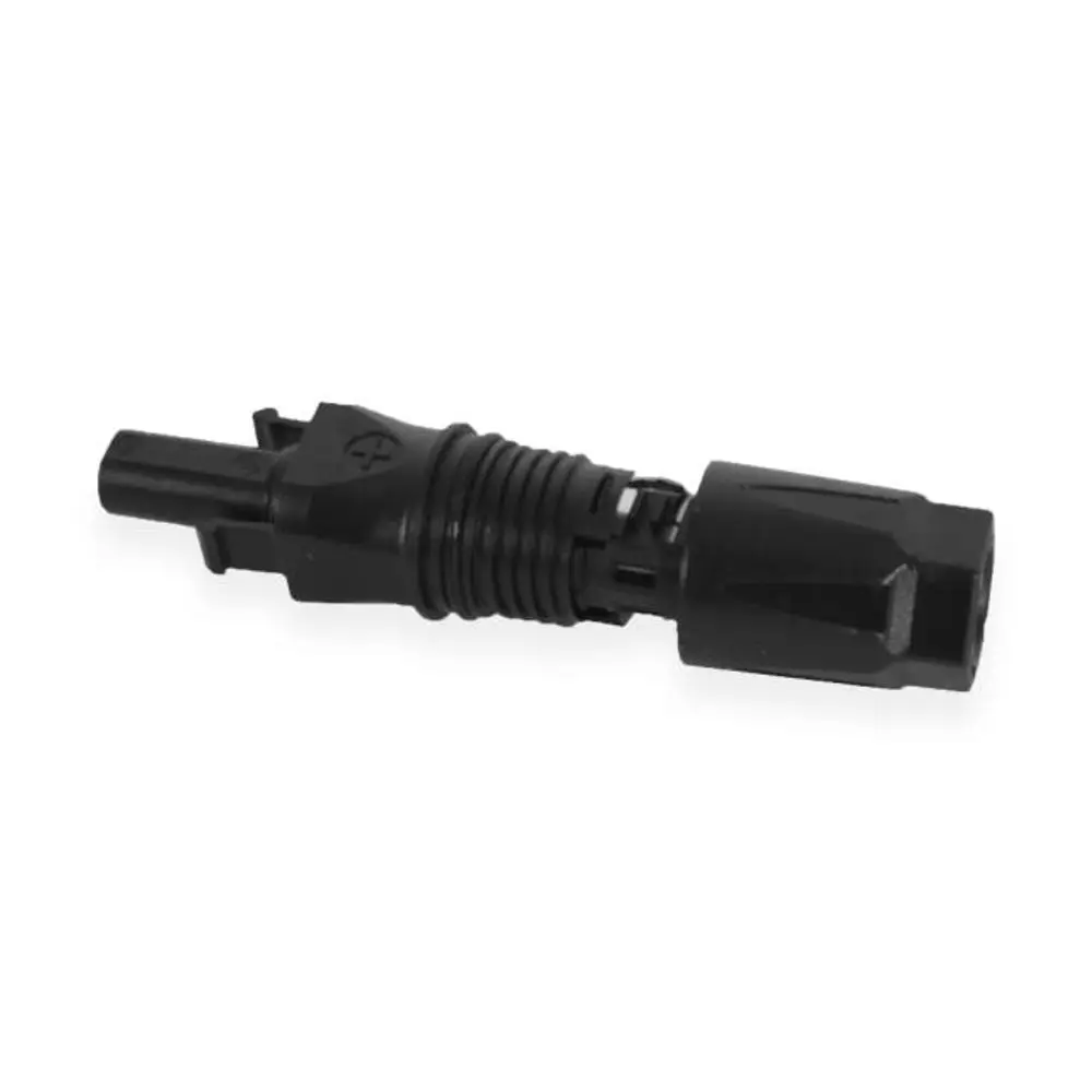 Schwarze PV-Buchse mit klarem Steckverbindungsmechanismus, geeignet für Kabeldurchmesser von 2,5 bis 6 mm². Produkt von PHOENIX CONTACT.